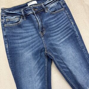 Bayeas Jeans Women's 27 High Rise Skinny Cropped Whiskered Faded Dark Wash Denim